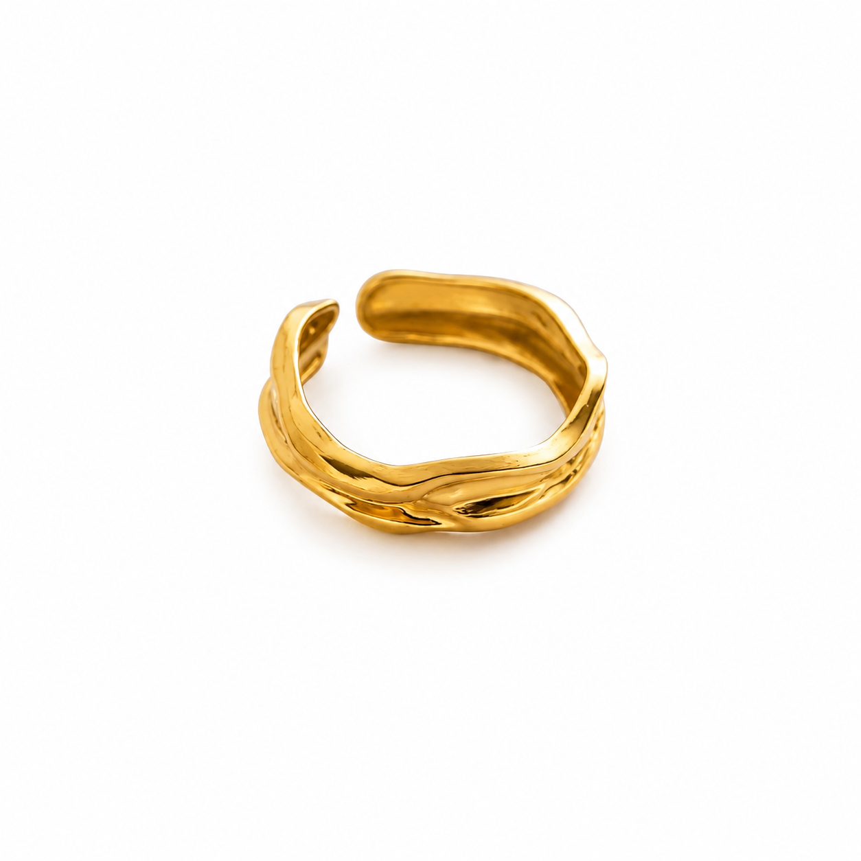 Aura anello aperto in acciaio inox color oro Maison Aurielle